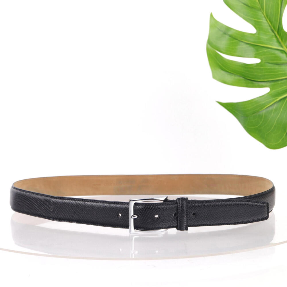Cole Haan Mens Belt Size 42 Textured Black Leather Dressy‎ Elegant Classic